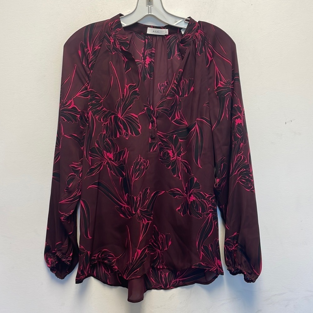 A.L.C floral print silk top